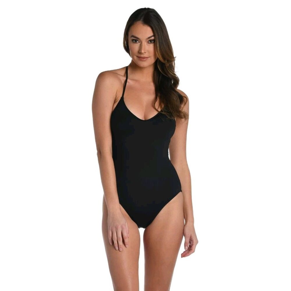 La Blanca Island Goddess Underwire Scoop Front Lingerie One Piece Black Size 6